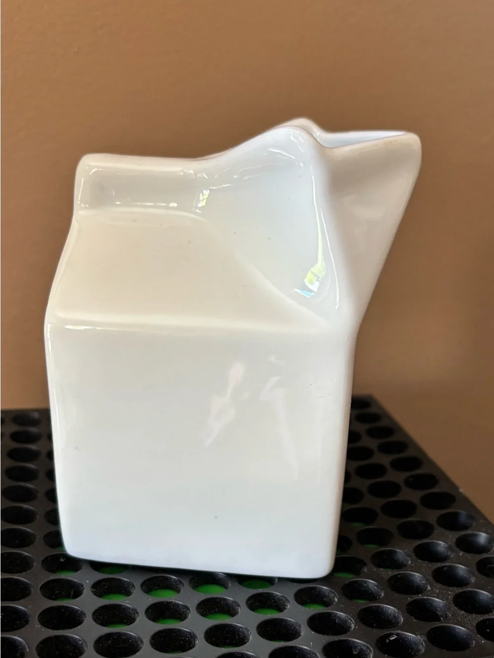 Pier 1 White Ceramic Milk Carton-Style Vase